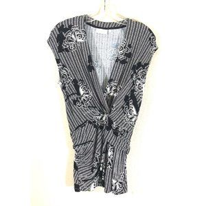 Deletta Top Black/White Floral Size M